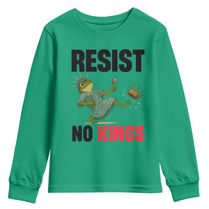 Resist Frog Youth Sweatshirt No Kings In America Political 2025 TS14 Irish Green Print Your Wear