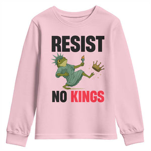 Resist Frog Youth Sweatshirt No Kings In America Political 2025 TS14 Light Pink Print Your Wear