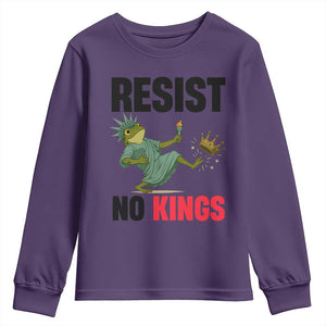 Resist Frog Youth Sweatshirt No Kings In America Political 2025 TS14 Purple Print Your Wear