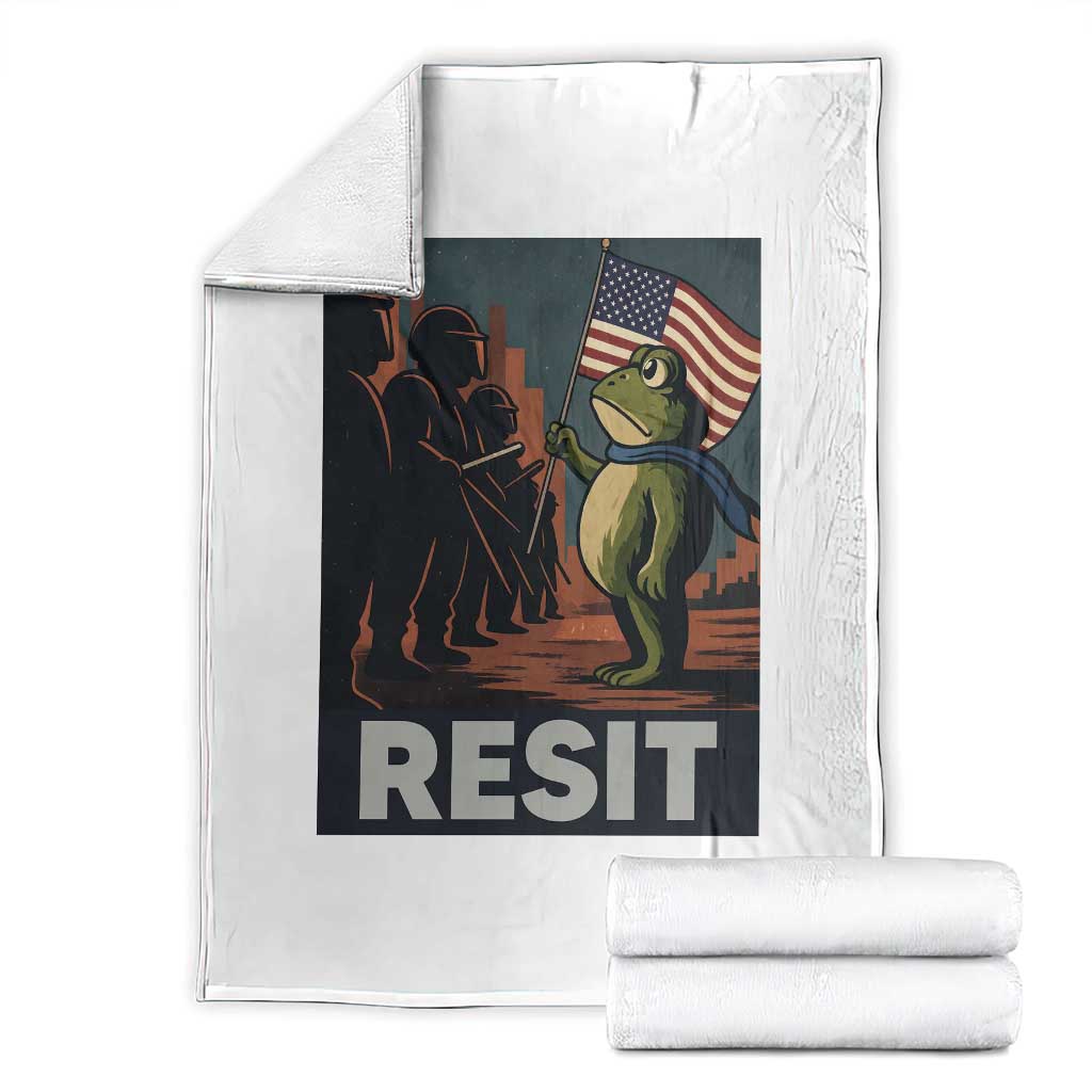 Resist Frog Throw Blanket Portland Frog Activist America Political 2025 TS14 White Print Your Wear