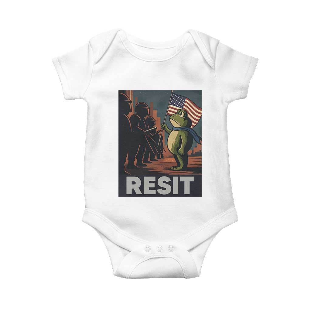 Resist Frog Baby Onesie Portland Frog Activist America Political 2025 TS14 White Print Your Wear
