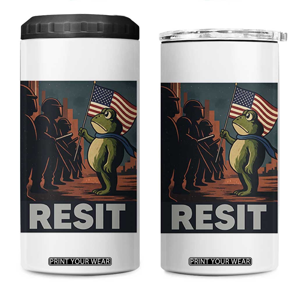 Resist Frog 4 in 1 Can Cooler Tumbler Portland Frog Activist America Political 2025 TS14 One Size: 16 oz White Print Your Wear