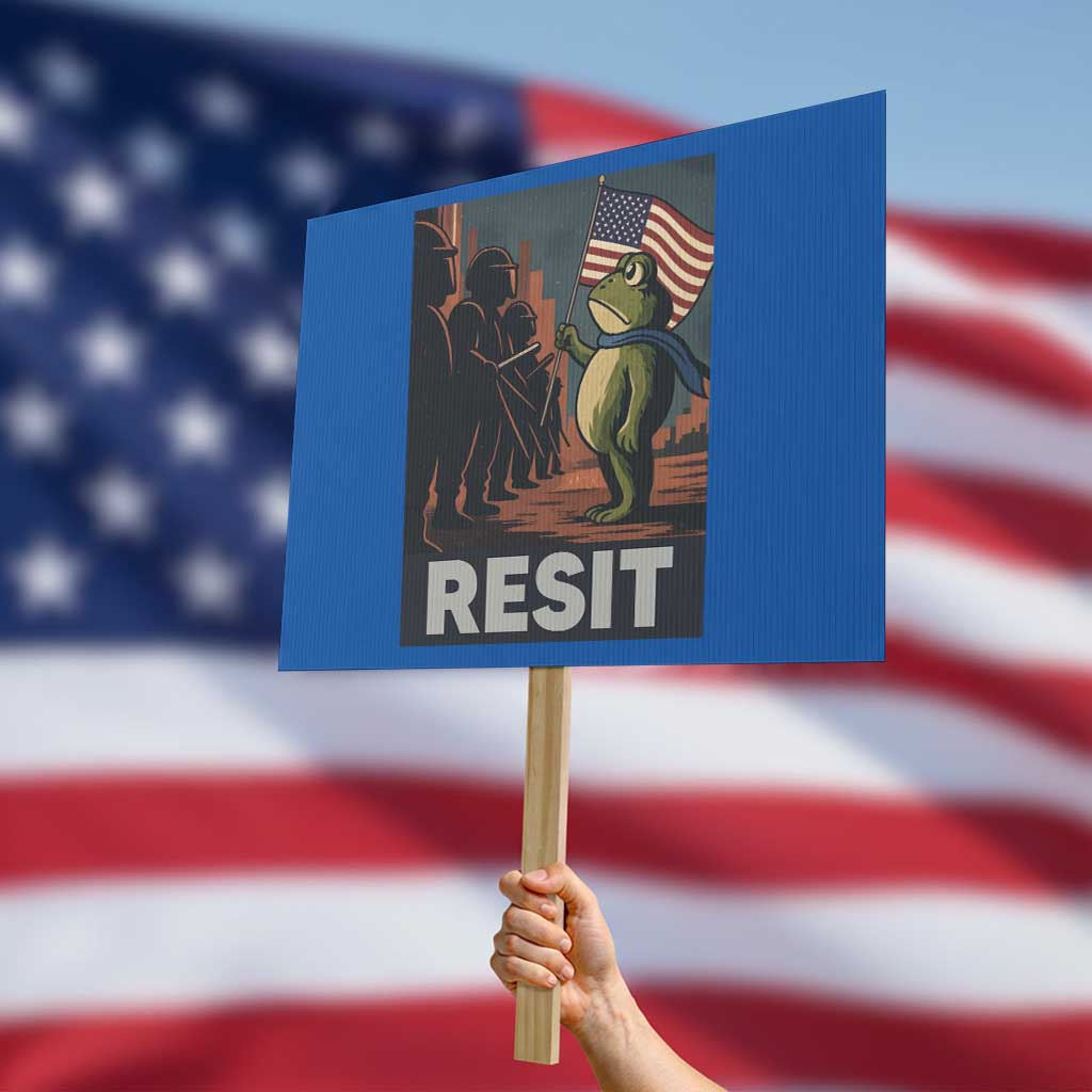 Resist Frog Protest Sign Portland Frog Activist America Political 2025 TS14 Horizontal 18