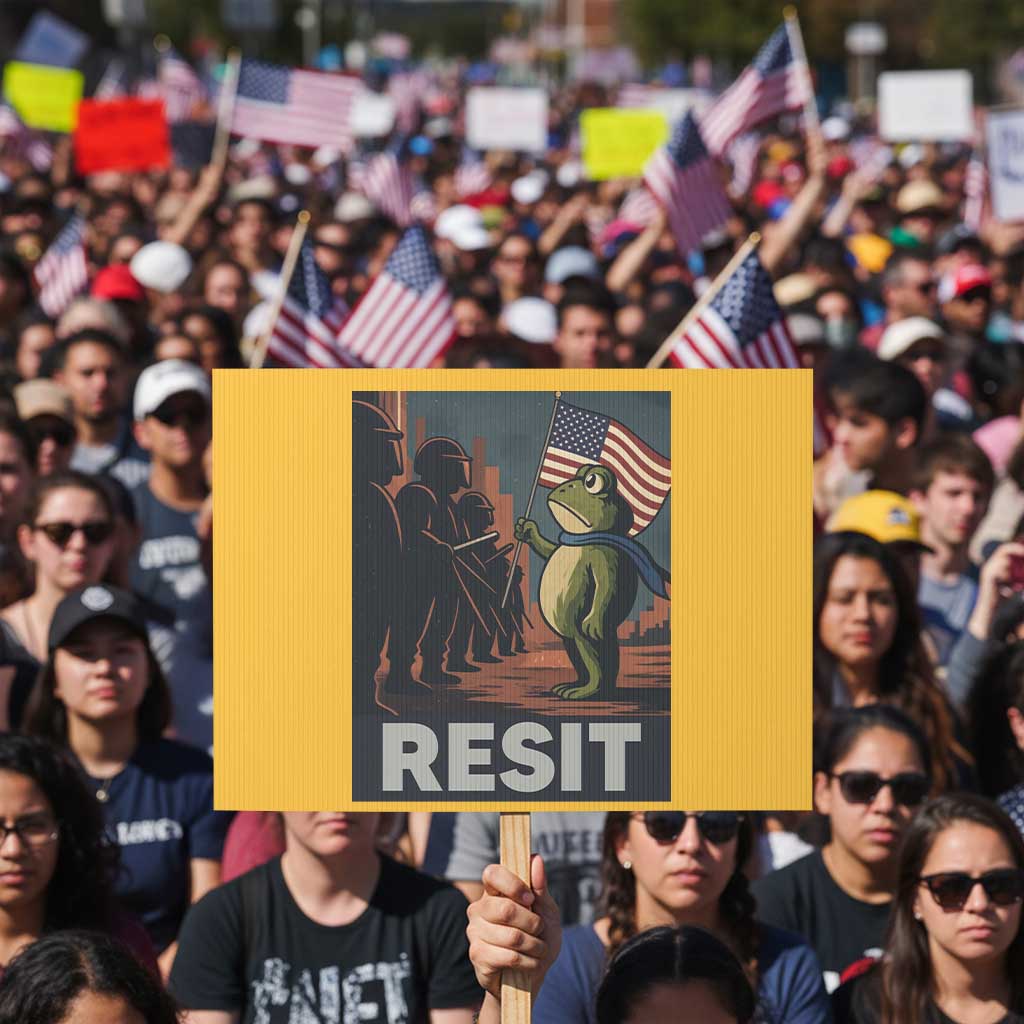 Resist Frog Protest Sign Portland Frog Activist America Political 2025 TS14 Horizontal 18