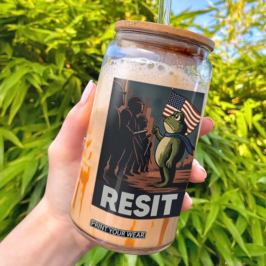 Resist Frog Glass Can Portland Frog Activist America Political 2025 TS14 White Print Your Wear