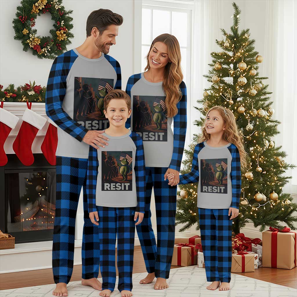 Resist Frog Plaid Pajama Set Portland Frog Activist America Political 2025 TS14 Blue Plaid Print Your Wear