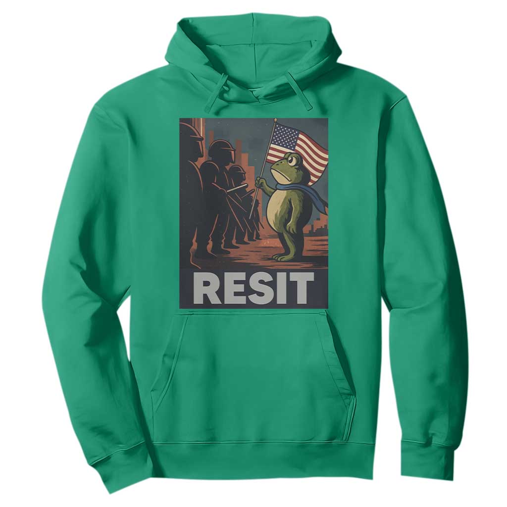 Resist Frog Hoodie Portland Frog Activist America Political 2025 TS14 Irish Green Print Your Wear