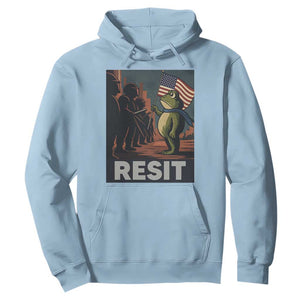 Resist Frog Hoodie Portland Frog Activist America Political 2025 TS14 Light Blue Print Your Wear