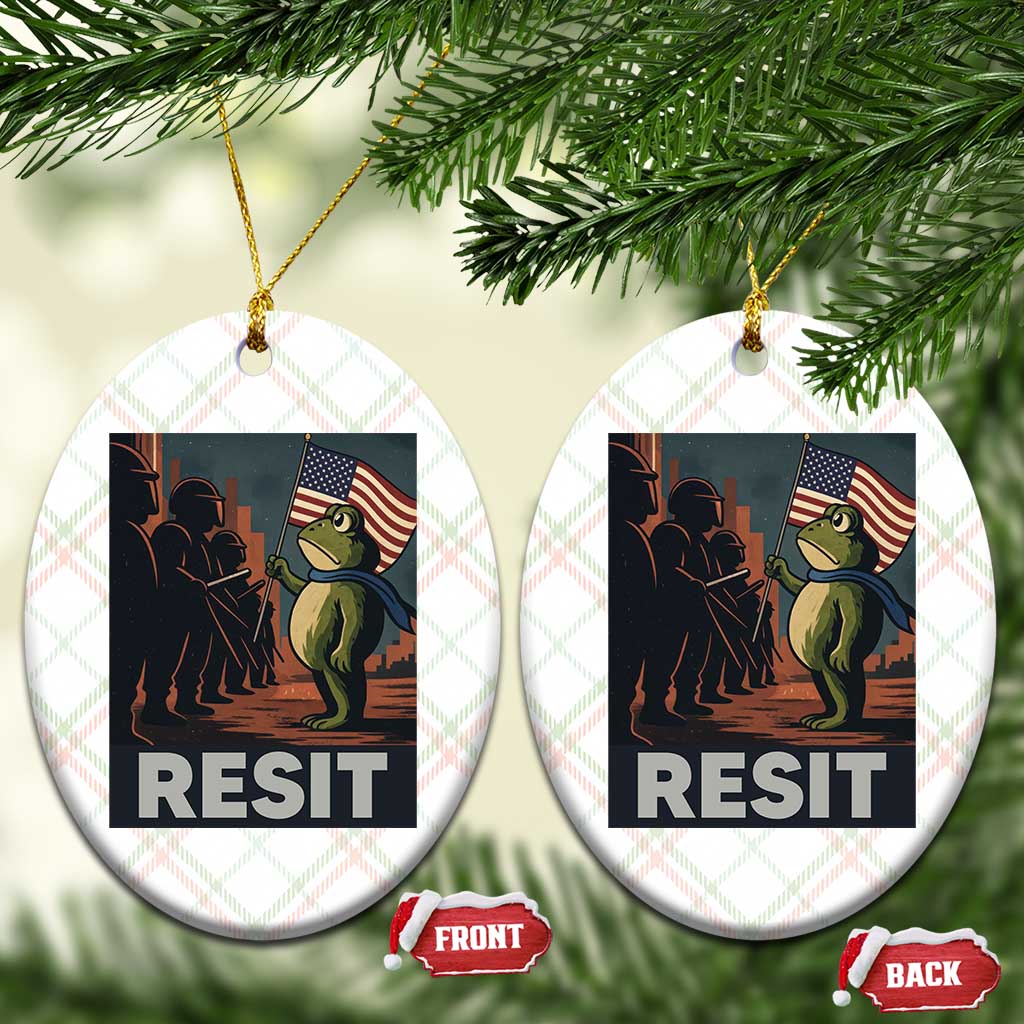 Resist Frog Ceramic Ornament Portland Frog Activist America Political 2025 TS14 Print Your Wear