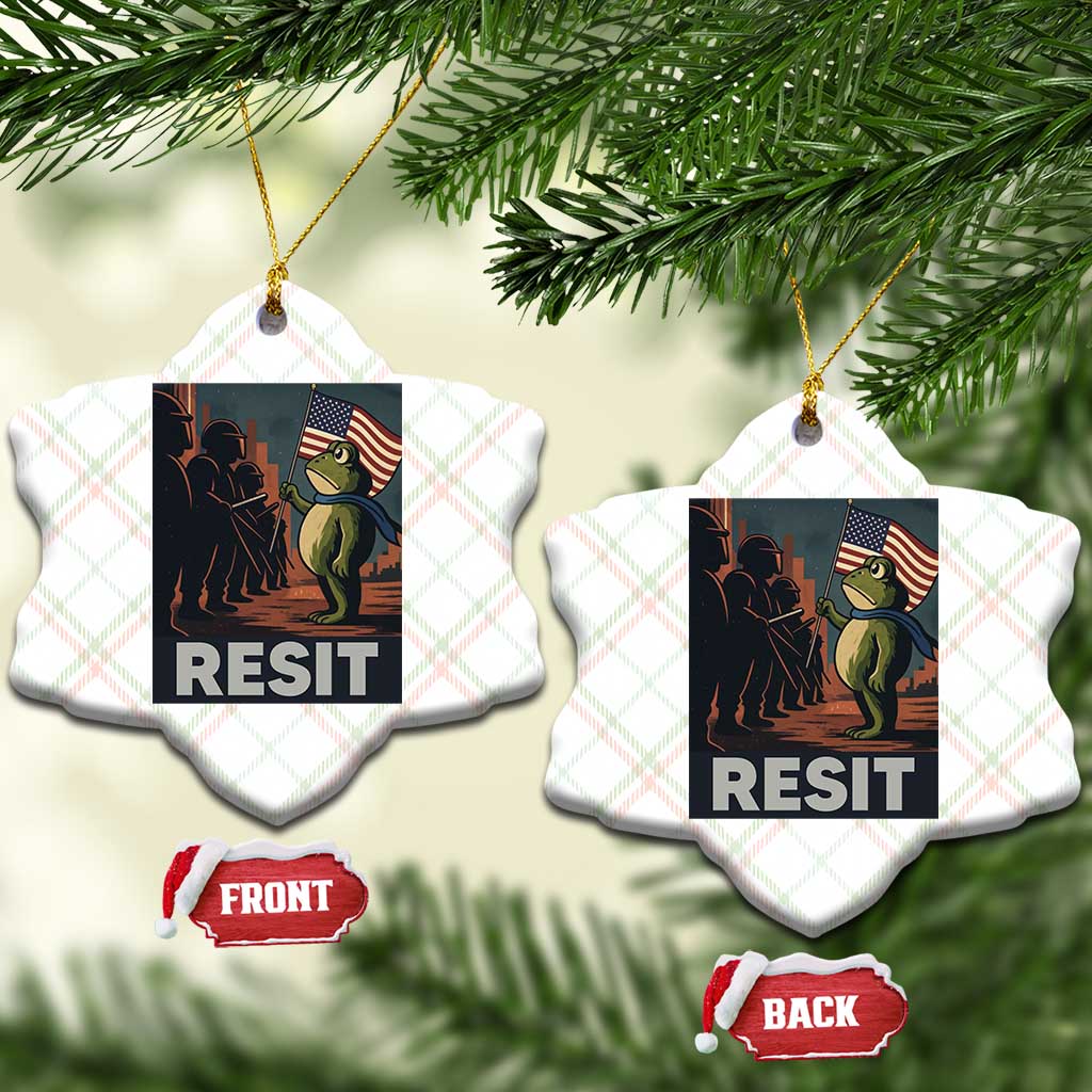 Resist Frog Ceramic Ornament Portland Frog Activist America Political 2025 - Print Your Wear