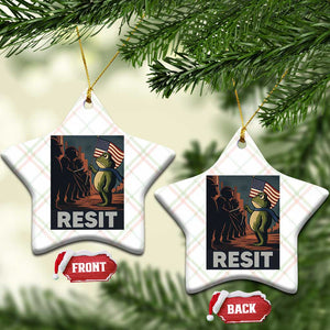 Resist Frog Ceramic Ornament Portland Frog Activist America Political 2025 - Print Your Wear