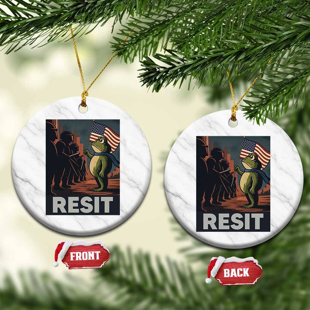 Resist Frog Ceramic Ornament Portland Frog Activist America Political 2025 - Print Your Wear