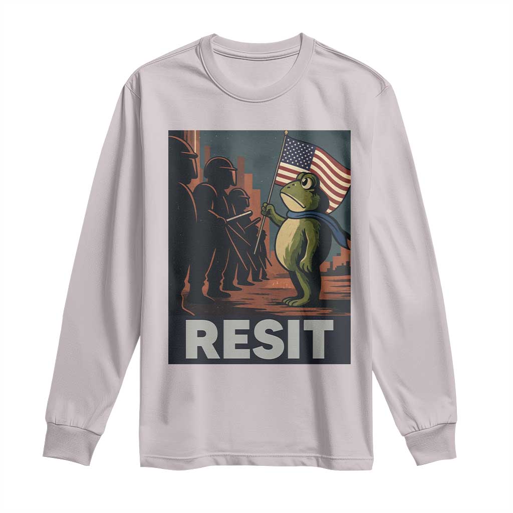 Resist Frog Long Sleeve Shirt Portland Frog Activist America Political 2025 TS14 Ice Gray Print Your Wear