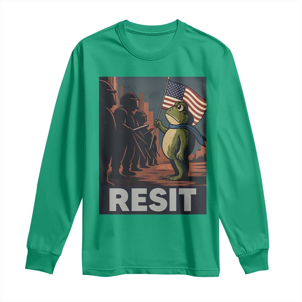 Resist Frog Long Sleeve Shirt Portland Frog Activist America Political 2025 TS14 Irish Green Print Your Wear