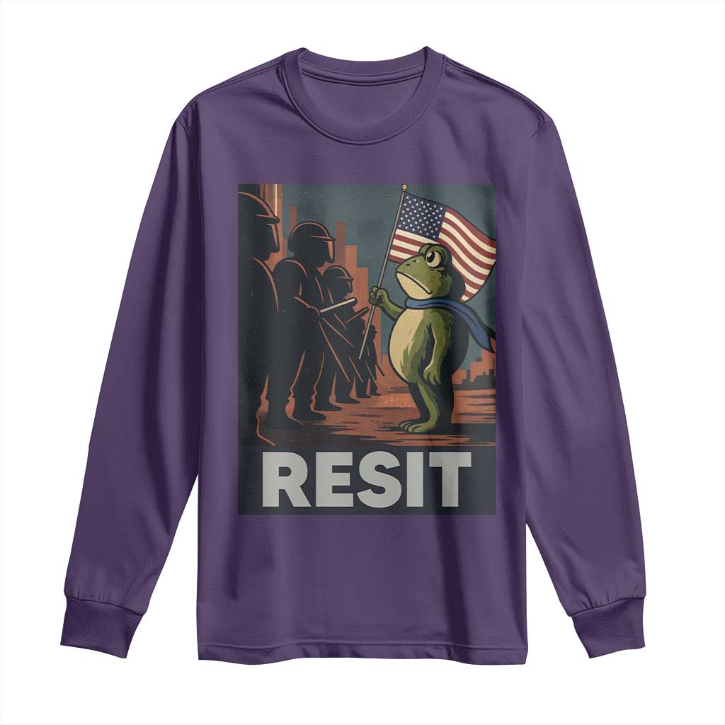 Resist Frog Long Sleeve Shirt Portland Frog Activist America Political 2025 TS14 Purple Print Your Wear