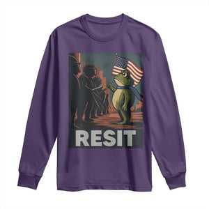 Resist Frog Long Sleeve Shirt Portland Frog Activist America Political 2025 TS14 Purple Print Your Wear