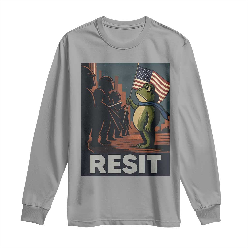 Resist Frog Long Sleeve Shirt Portland Frog Activist America Political 2025 TS14 Sport Gray Print Your Wear