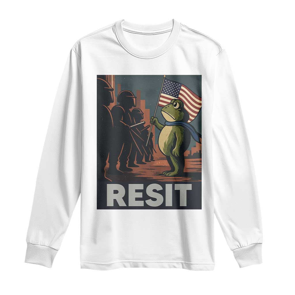 Resist Frog Long Sleeve Shirt Portland Frog Activist America Political 2025 TS14 White Print Your Wear