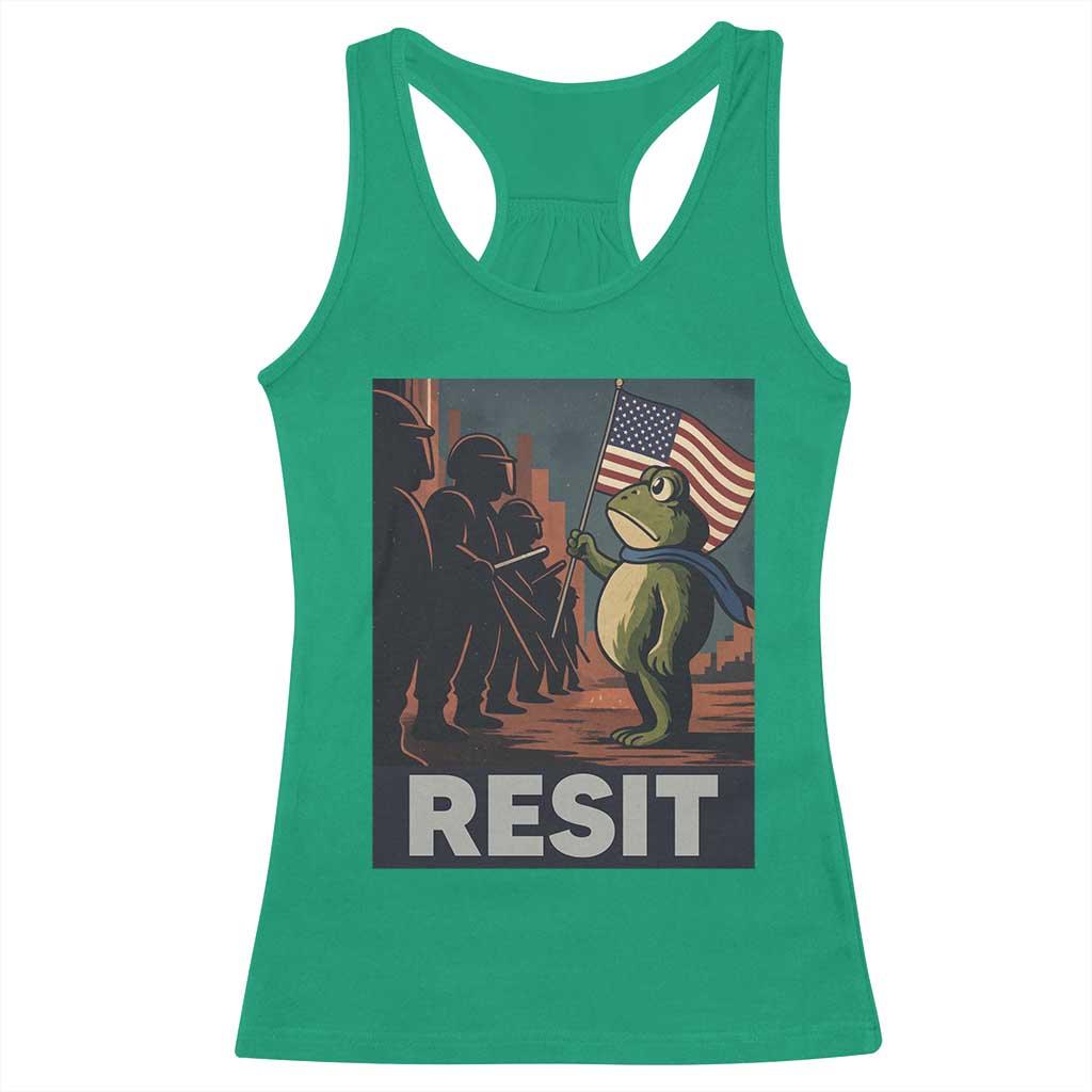 Resist Frog Racerback Tank Top Portland Frog Activist America Political 2025 TS14 Irish Green Print Your Wear