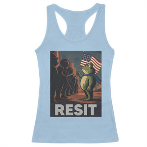 Resist Frog Racerback Tank Top Portland Frog Activist America Political 2025 TS14 Light Blue Print Your Wear