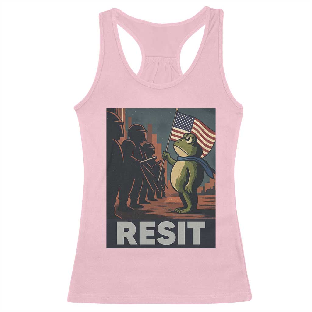 Resist Frog Racerback Tank Top Portland Frog Activist America Political 2025 TS14 Light Pink Print Your Wear