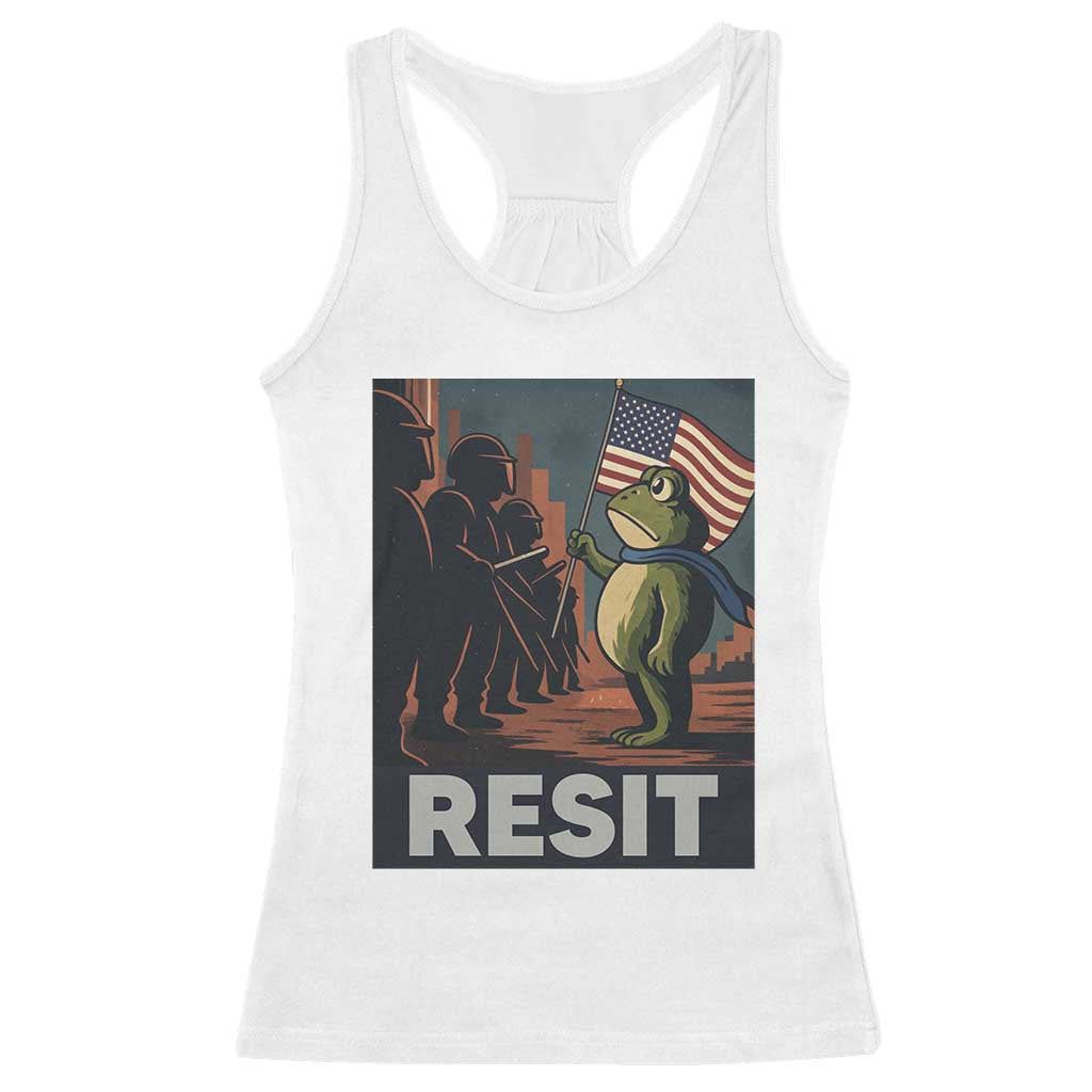 Resist Frog Racerback Tank Top Portland Frog Activist America Political 2025 TS14 White Print Your Wear