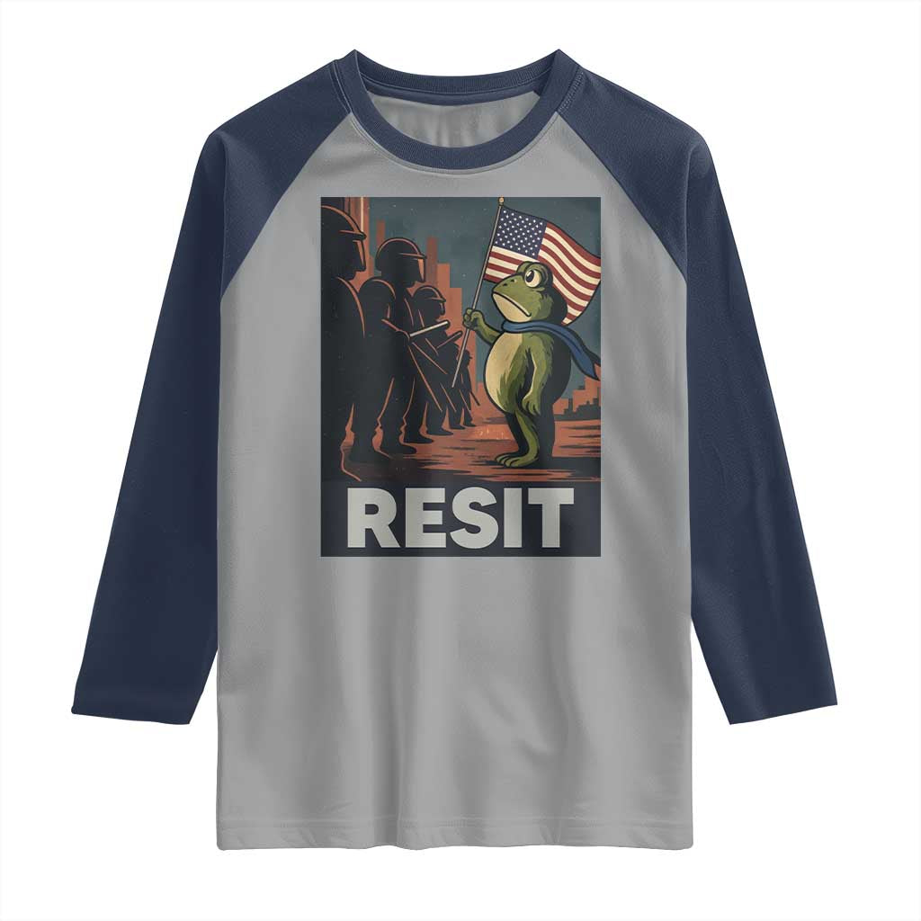 Resist Frog Raglan Shirt Portland Frog Activist America Political 2025 TS14 Sport Gray Navy Print Your Wear