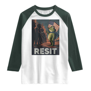 Resist Frog Raglan Shirt Portland Frog Activist America Political 2025 TS14 White Dark Forest Green Print Your Wear