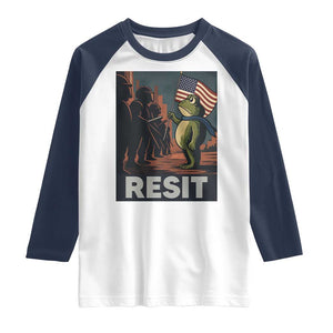 Resist Frog Raglan Shirt Portland Frog Activist America Political 2025 TS14 White Navy Print Your Wear