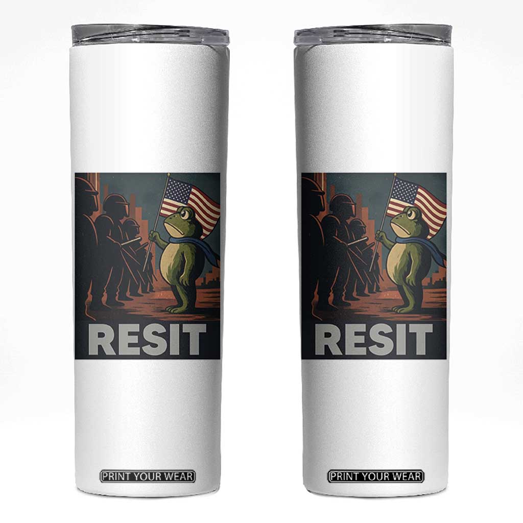 Resist Frog Skinny Tumbler Portland Frog Activist America Political 2025 TS14 White Print Your Wear