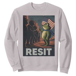 Resist Frog Sweatshirt Portland Frog Activist America Political 2025 TS14 Ice Gray Print Your Wear
