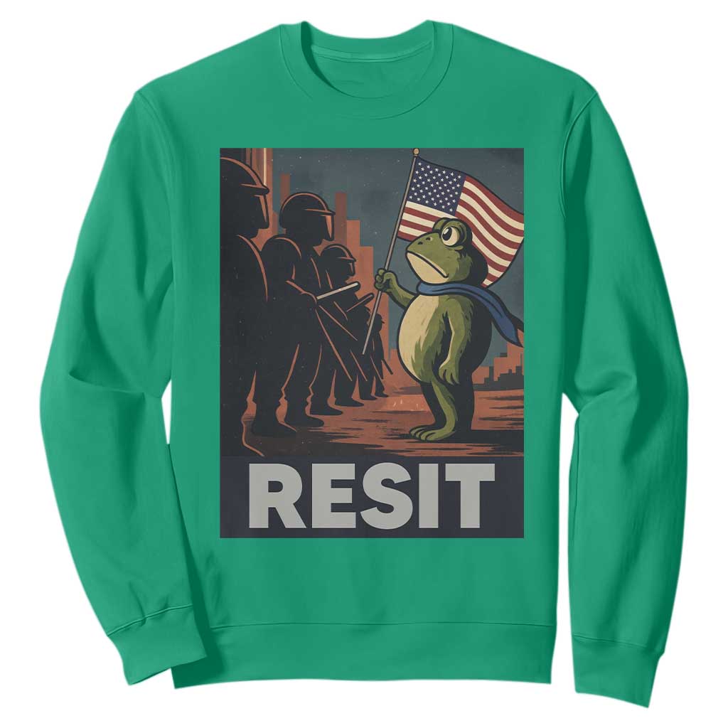 Resist Frog Sweatshirt Portland Frog Activist America Political 2025 TS14 Irish Green Print Your Wear