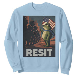 Resist Frog Sweatshirt Portland Frog Activist America Political 2025 TS14 Light Blue Print Your Wear