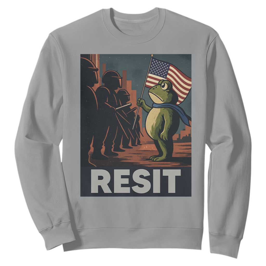 Resist Frog Sweatshirt Portland Frog Activist America Political 2025 TS14 Sport Gray Print Your Wear