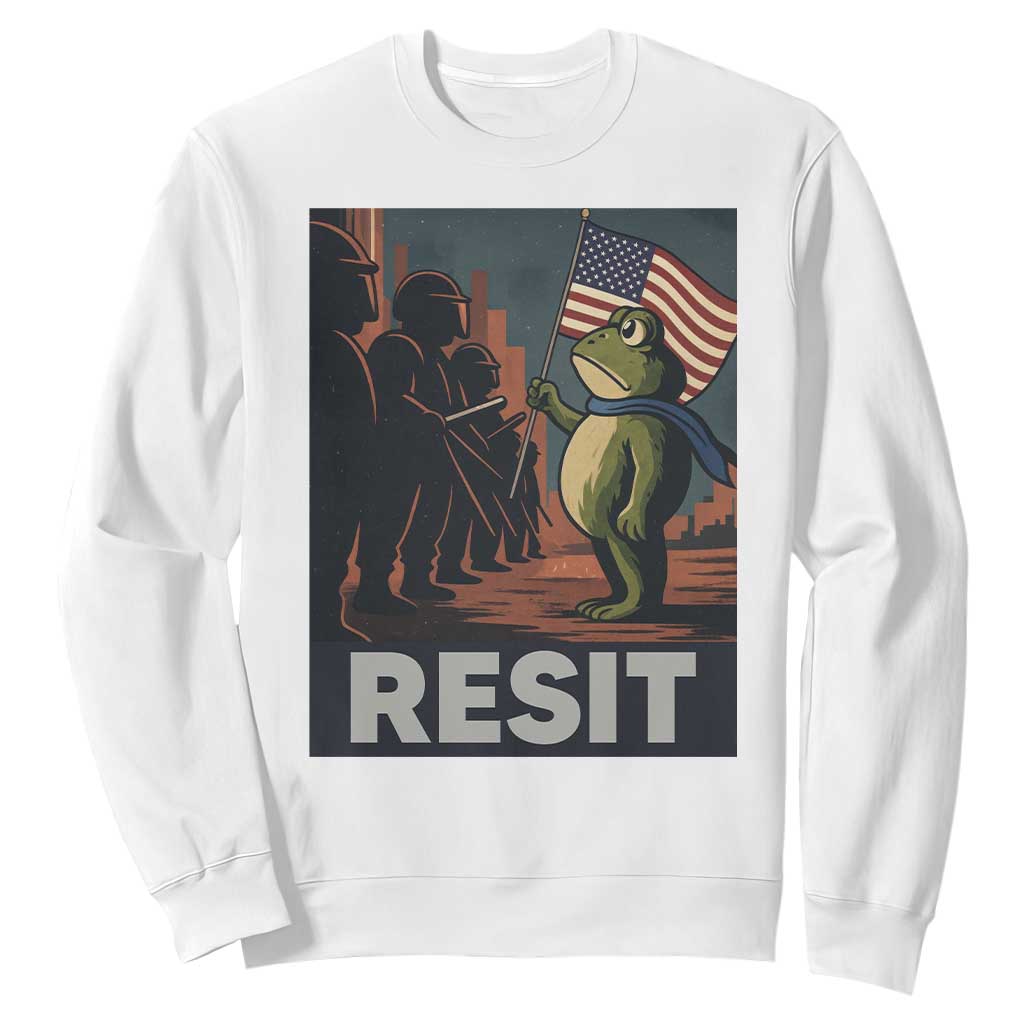 Resist Frog Sweatshirt Portland Frog Activist America Political 2025 TS14 White Print Your Wear