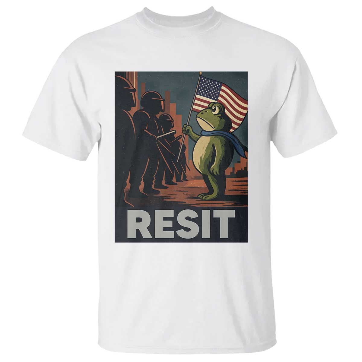 Resist Frog T Shirt Portland Frog Activist America Political 2025 TS14 White Print Your Wear