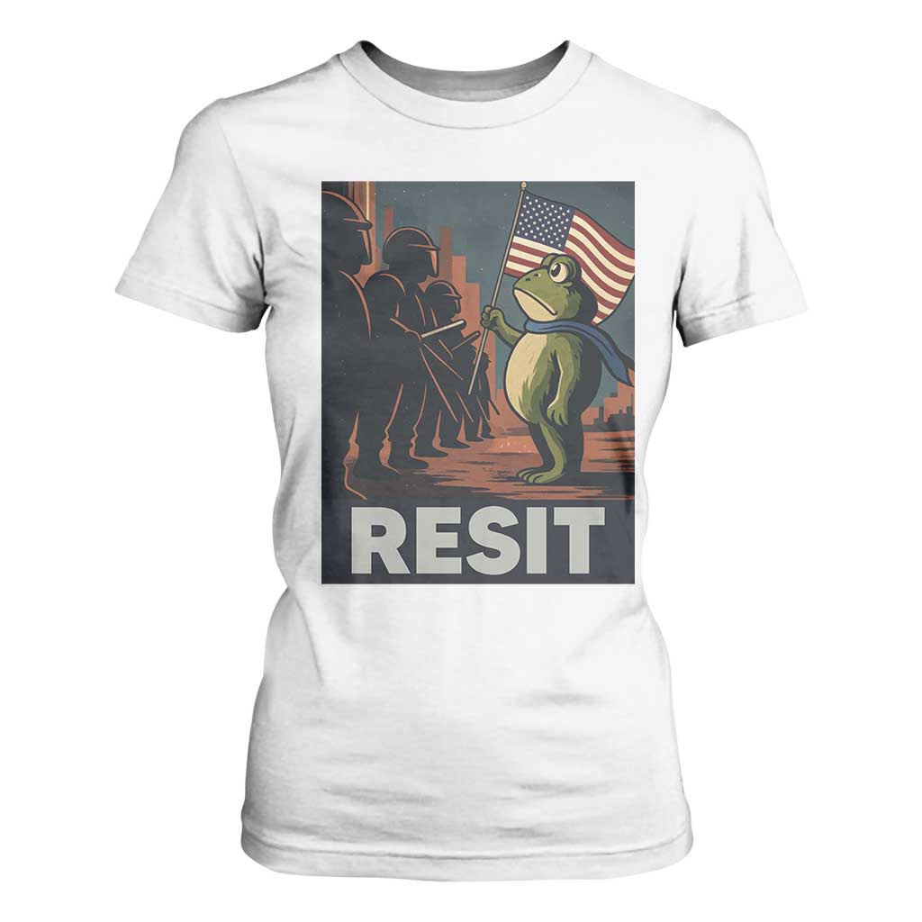 Resist Frog T Shirt For Women Portland Frog Activist America Political 2025 TS14 White Print Your Wear