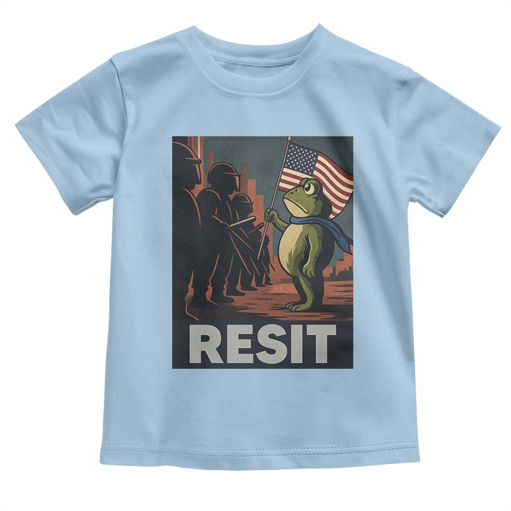 Resist Frog Toddler T Shirt Portland Frog Activist America Political 2025 TS14 Light Blue Print Your Wear