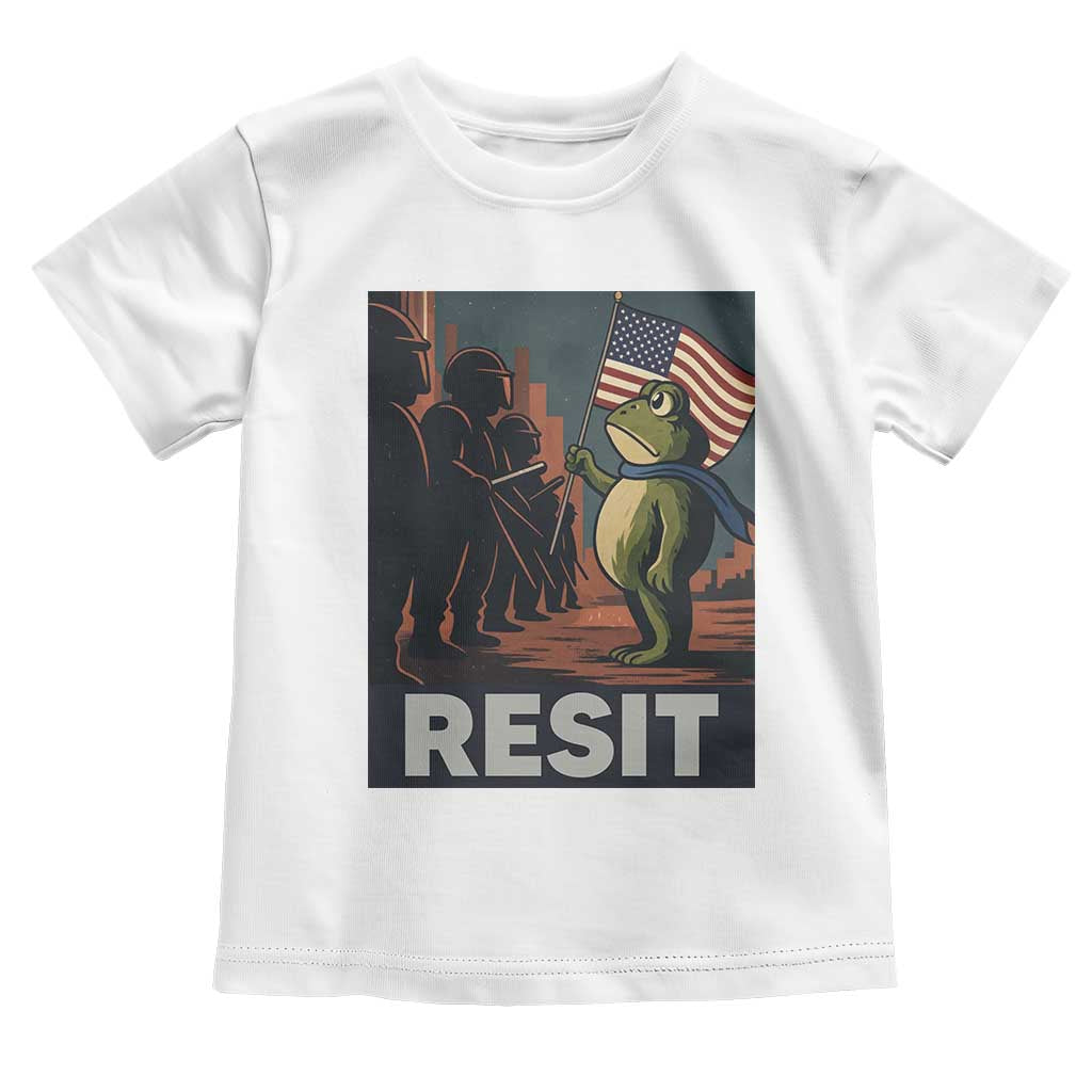 Resist Frog Toddler T Shirt Portland Frog Activist America Political 2025 TS14 White Print Your Wear
