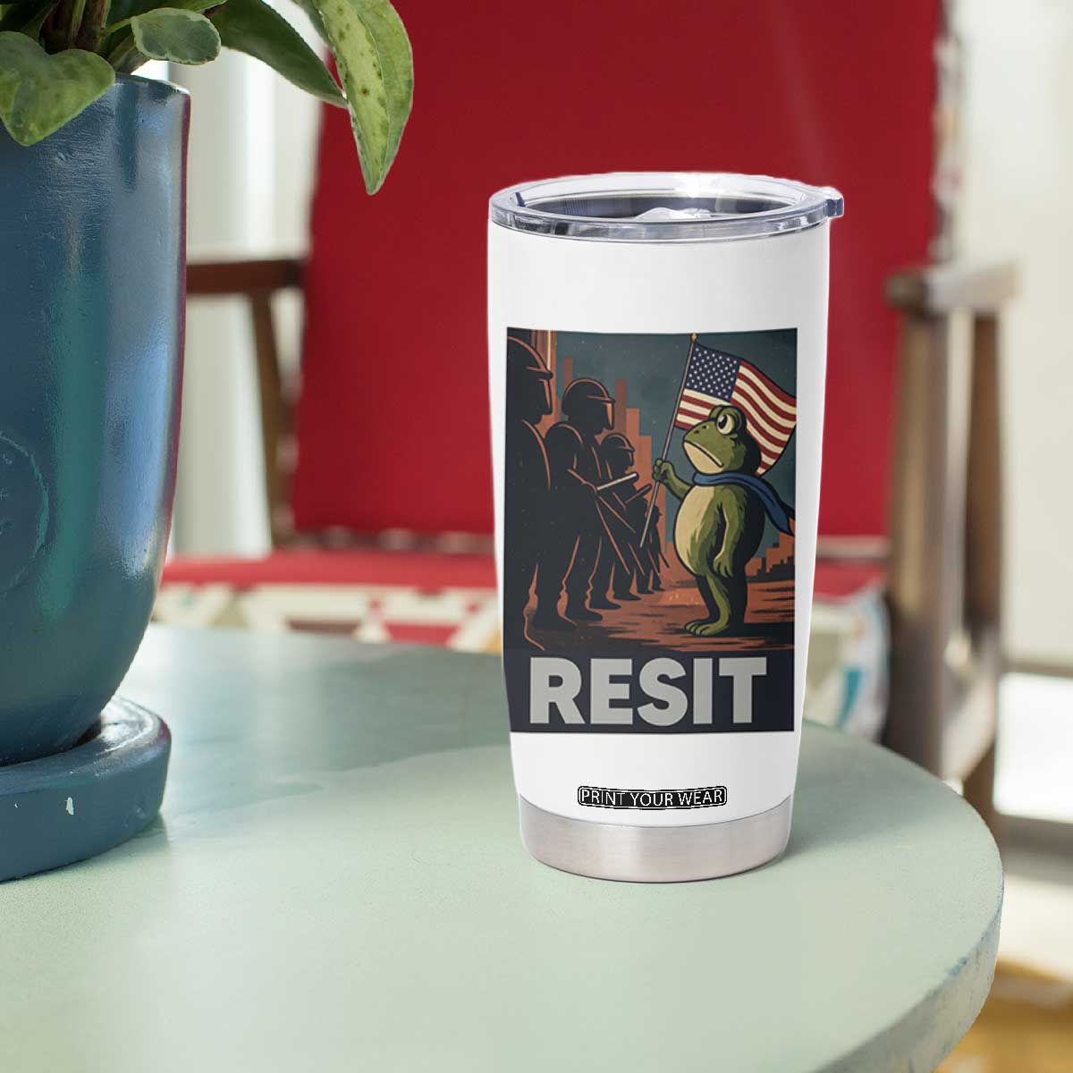 Resist Frog Tumbler Cup Portland Frog Activist America Political 2025 TS14 Print Your Wear
