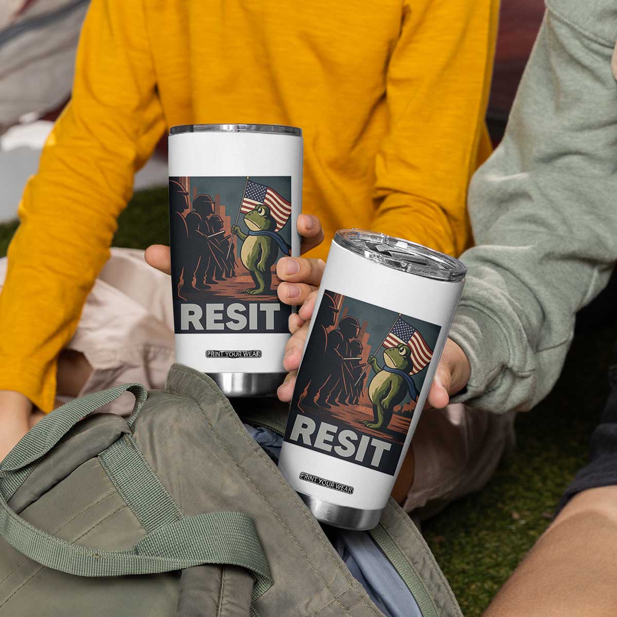 Resist Frog Tumbler Cup Portland Frog Activist America Political 2025 TS14 Print Your Wear