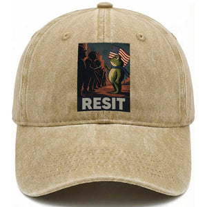 Resist Frog Washed Cotton Baseball Cap Portland Frog Activist America Political 2025 TS14 Washed Cap Universal Fit Khaki Print Your Wear