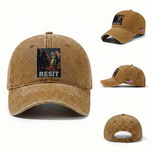 Resist Frog Washed Cotton Baseball Cap Portland Frog Activist America Political 2025 TS14 Washed Cap Universal Fit Yellow Ochre Print Your Wear