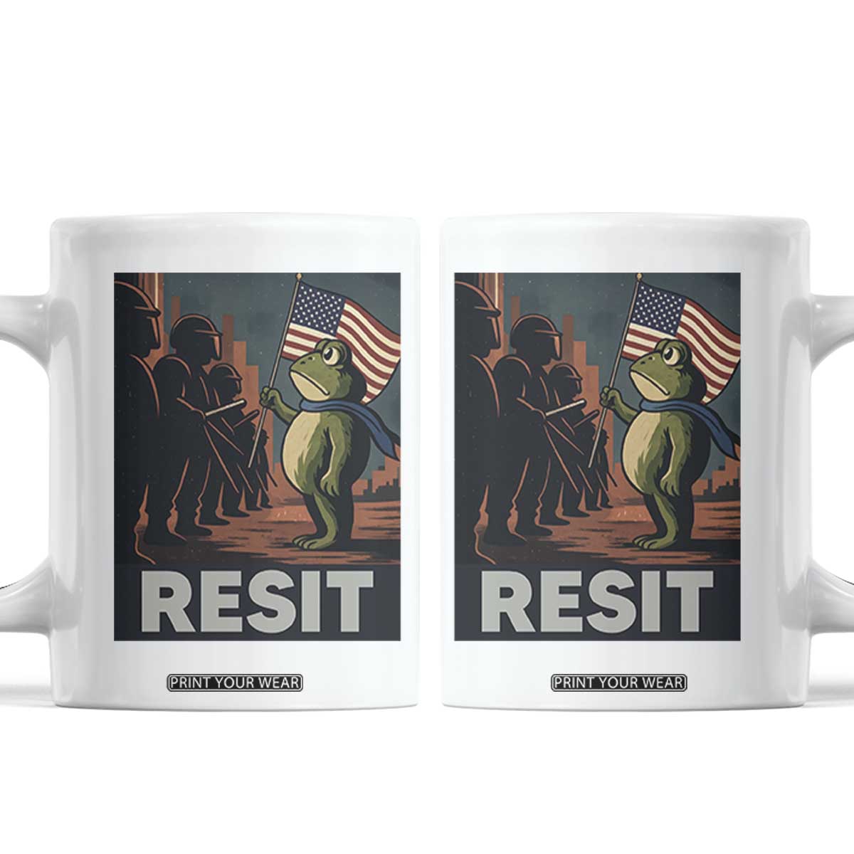 Resist Frog Coffee Mug Portland Frog Activist America Political 2025 TS14 White Print Your Wear