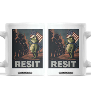 Resist Frog Coffee Mug Portland Frog Activist America Political 2025 TS14 White Print Your Wear