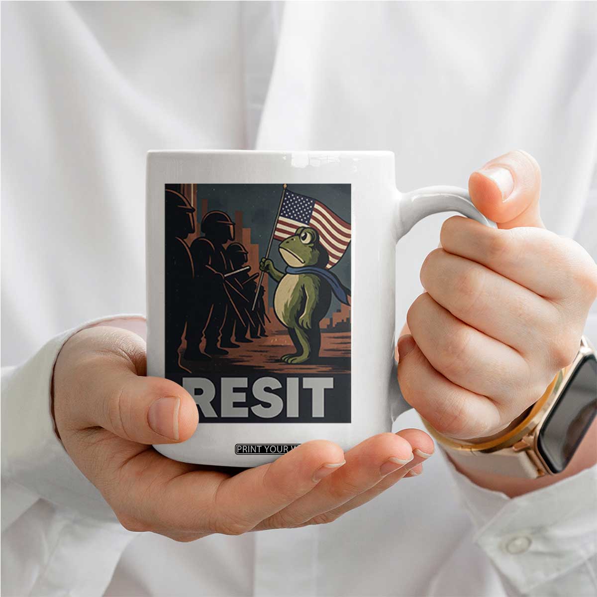 Resist Frog Coffee Mug Portland Frog Activist America Political 2025 TS14 Print Your Wear