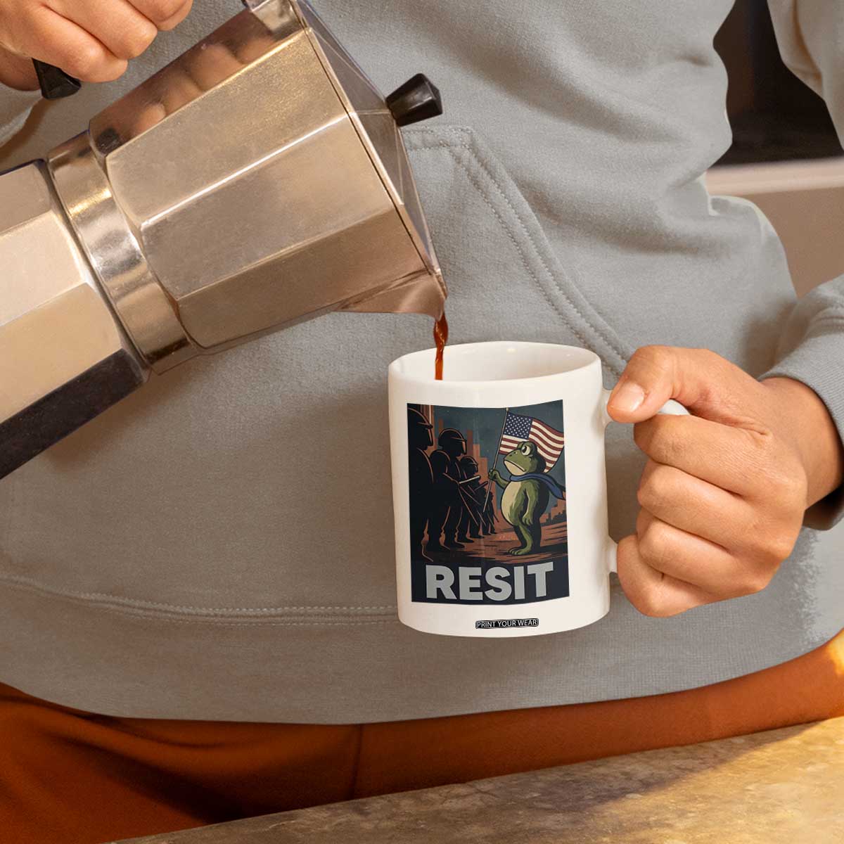 Resist Frog Coffee Mug Portland Frog Activist America Political 2025 TS14 Print Your Wear
