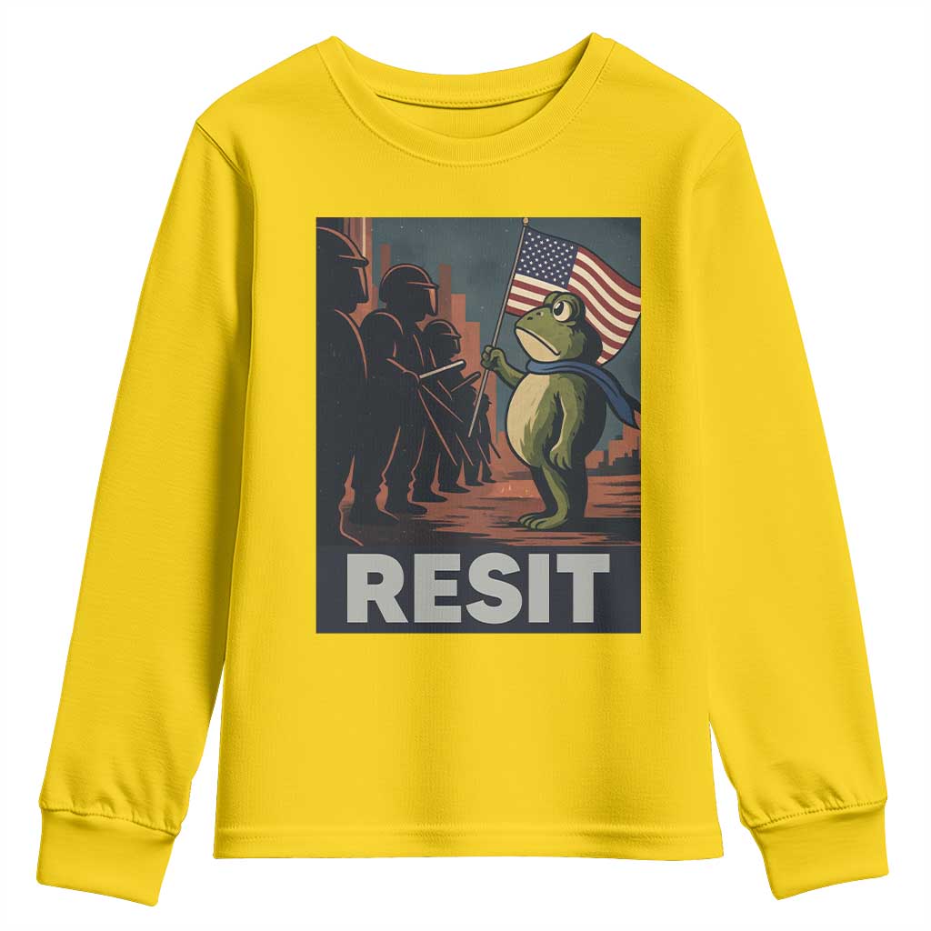 Resist Frog Youth Sweatshirt Portland Frog Activist America Political 2025 TS14 Daisy Print Your Wear