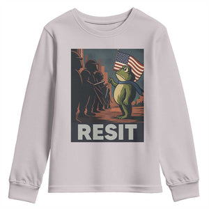 Resist Frog Youth Sweatshirt Portland Frog Activist America Political 2025 TS14 Ice Gray Print Your Wear
