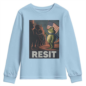 Resist Frog Youth Sweatshirt Portland Frog Activist America Political 2025 TS14 Light Blue Print Your Wear